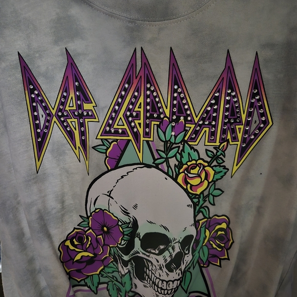 Bludgeon Riffola Ltd. Def Leppard Hysteria Gray Wash Jr Knot Tie Tee Size L - Picture 4 of 5